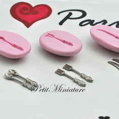 Stampo per fimo flessibile st038 mini posate forchetta cucchiaio coltello casa delle bambole-dollhouse-miniature-kawaii-stampo fimo 