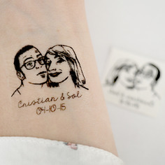 Tattoos temporanei personalizzati - tatuaggi per matrimonio con ritratto sposi e data - save the date - inviti e regalo 