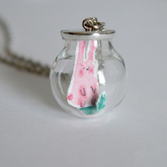 Terrarium #1 - ciondolo illustrato 