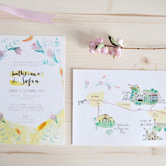 Partecipazione e mappa personalizzata illustrata per eventi 