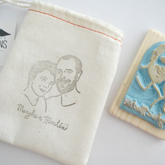 Timbro personalizzato con ritratto di coppia per matrimonio o regalo 