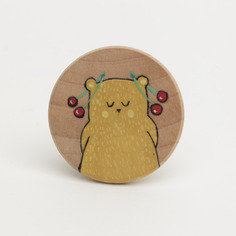 Spilla ciliegie - illustrated wooden brooch
