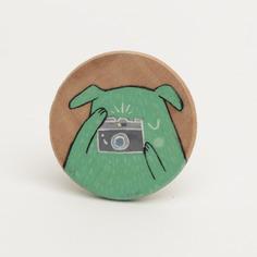 Spilla click - illustrated wooden brooch
