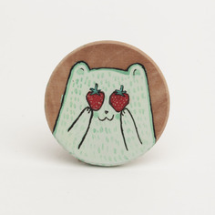Spilla fragola - illustrated wooden brooch