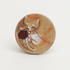 Spilla gattino - illustrated wooden brooch