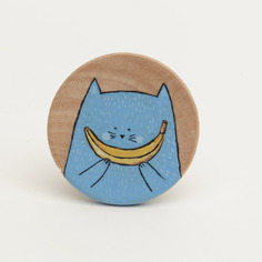 Spilla smile banana - illustrated wooden brooch