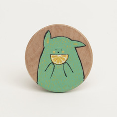Spilla smile lime - illustrated wooden brooch