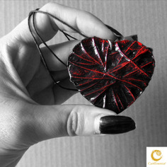 Ciondolo in papier maché "big heart cartessenza" - rosso