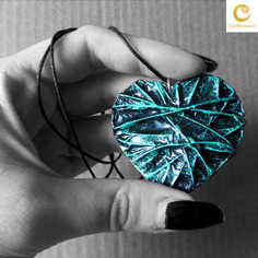 Ciondolo in papier maché "big heart cartessenza" - azzurro