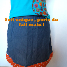 Jupe fluide bleu imitation jeans t38-40 