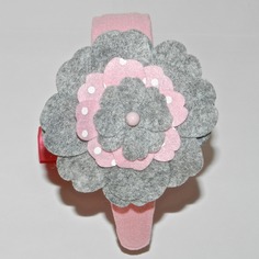 Cerchietto bambina con fiore applicato in feltro e pannolenci 