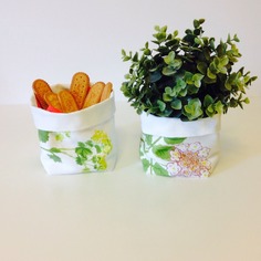 Set 2 cestini porta oggetti in cotone stampa primavera! 