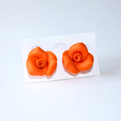 Orecchini lobo con rose arancioni 