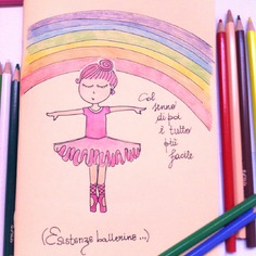 Quaderno a quadretti con copertina disegnata a mano ballerina 