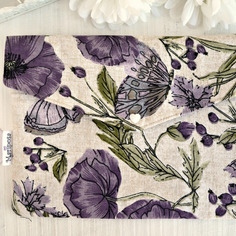 Portalibro - porta ereader - porta ipad in tessuto ecrù e viola 