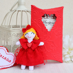 Collana con bambolina in tessuto per bambina 