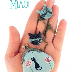 Miao! borsellino da collo con gattini neri 