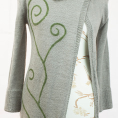 Giacca in lana ricamata con chiusura collo 