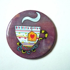 Maxi calamita rotonda illustrata. tazza di tè! 