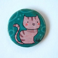 Maxi calamita illustrata. gatto a strisce su sfondo verde petrolio