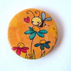 Maxi calamita illustrata. piccola ape su prato in fiore 