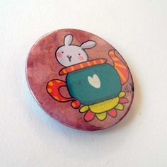 Maxi calamita illustrata. piccolo coniglio nella teiera 