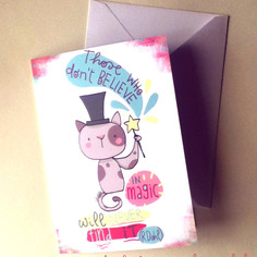 Biglietto illustrato con busta con citazione di r.dahl :) 