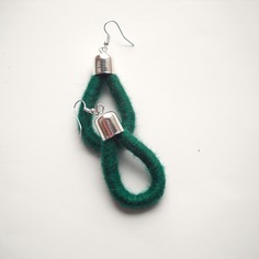 Orecchini a goccia in lana colorata - millegiri gocce basic inverno - verde smeraldo - collezione autunno/inverno 2015/2016 by fridawer 