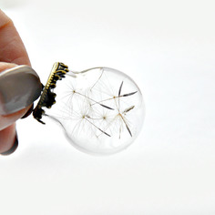 ❥ collana in vetro soffiato con con vero dente di leone *soffione* 