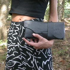 N°1135 pochette elegante in pelle nera morbida pezzo unico 