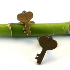 Gemelli a forma di chiave con strass azzurri 