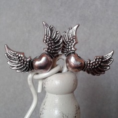 Gemelli con cuore alato color argento gemelli con ali d'angelo 