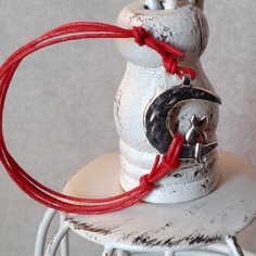 Gatto sulla luna braccialetto in cotone colorato gattino 