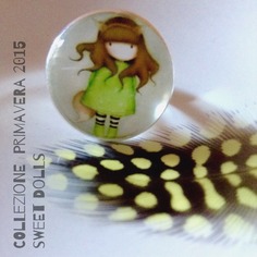 Anello in metallo illustrazione, sweet dolls cabochone 