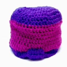 Cappello in lana con fascetta turbante, lavorato ad uncinetto viola e rosa antico 