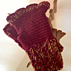 Mezzi guanti con dita in lana bordeaux e senape 