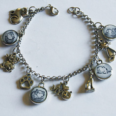 Braccialetto con ciondoli in resina *gatto grigio* 