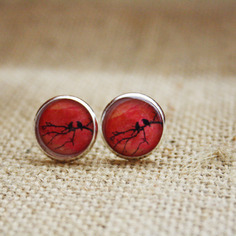 Orecchini a lobo color argento *uccellini" 