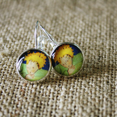 Orecchini a perno color argento "piccolo principe" 