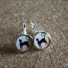 Orecchini a perno  in resina gatta nera 