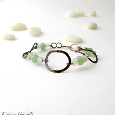 Bracciale in rame e pietre dure semi preziose verdi 