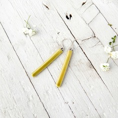 Orecchini lunghi in ceramica verde oliva e argento 