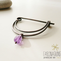 Spilla onda - forgiata interamente a mano e ametista 