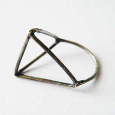 Anello architettonico argento 925 ossidato gioielli moderni minimali geometrici 