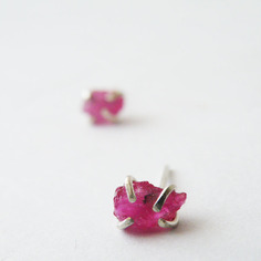 Orecchini rubino grezzo orecchini argento 925 orecchini pietre preziose by steamylab 