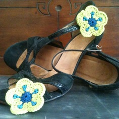 Fiori da scarpa, verde mela e azzurro 