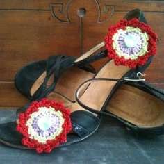 Fiori da scarpa, verde mela, lilla e rosso 