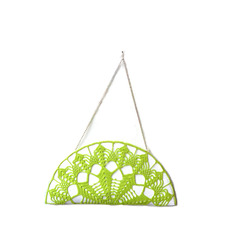 Borsetta di paglia con ricamo in merletto fatto a mano a uncinetto 