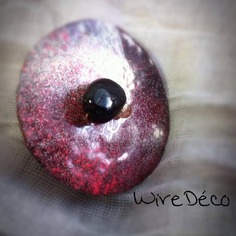 Anello di rame smaltato, tormalina e cristallo