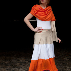 Jupe longue bohème portefeuille tricolore 